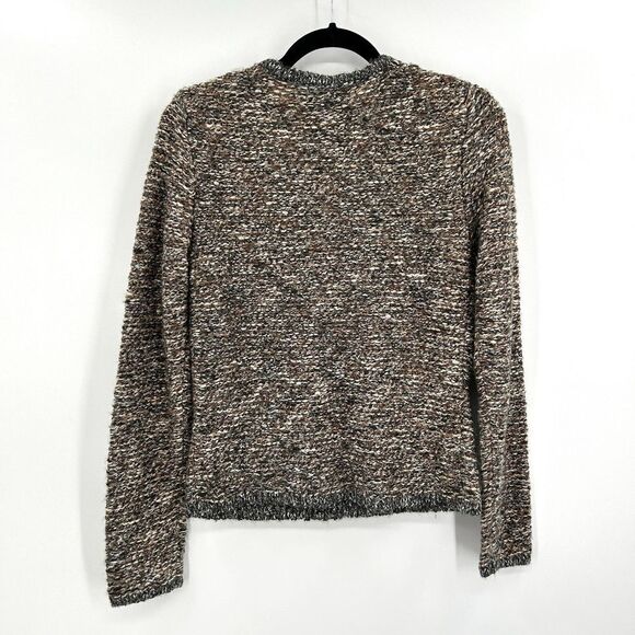 CABI Ritz Gray Brown Tweed Knit Snap Button Up Cardigan Sweater Size Small - Picture 2 of 5